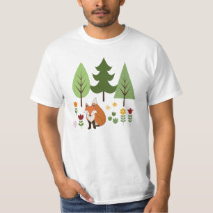 T-shirt Illustration des fleurs de renards de style scandi