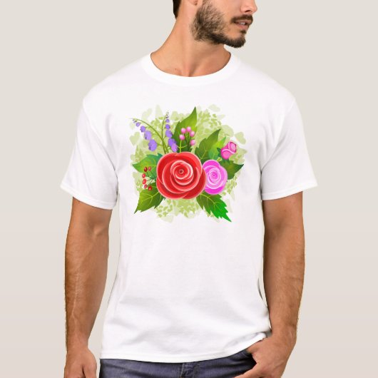 T-shirt Illustration des fleurs roses (Devant)