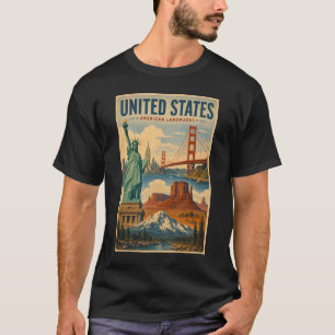 T-shirt Illustration des monuments américains des États-Un