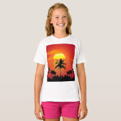 T-shirt Illustration des silhouettes des palmiers couchés  (Devant entier)