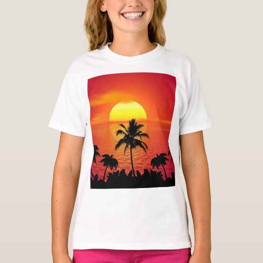 T-shirt Illustration des silhouettes des palmiers couchés  (Devant)