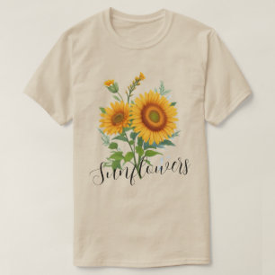 T-shirt Illustration des tournesols jaunes Floral Botaniqu