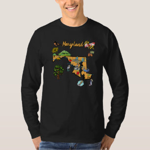T-shirt Illustration Dessinée À La Main De La Carte Du Mar