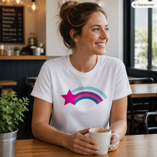 T-shirt Illustration d'étoile rose et arc-en-ciel mignonne