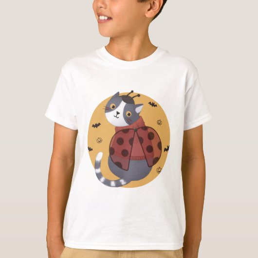 T-shirt Illustration d'Halloween : Ladybug Cat (Devant)