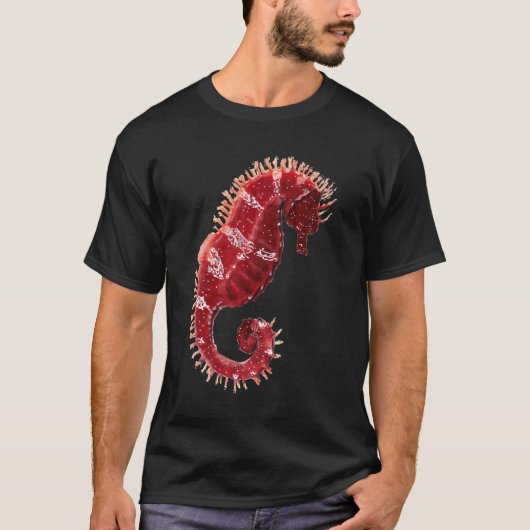 T-shirt Illustration d'hippocampe rouge (Devant)