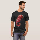 T-shirt Illustration d'hippocampe rouge (Devant entier)