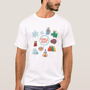 T-shirt Illustration d'icônes hivernales cosy Chill Out