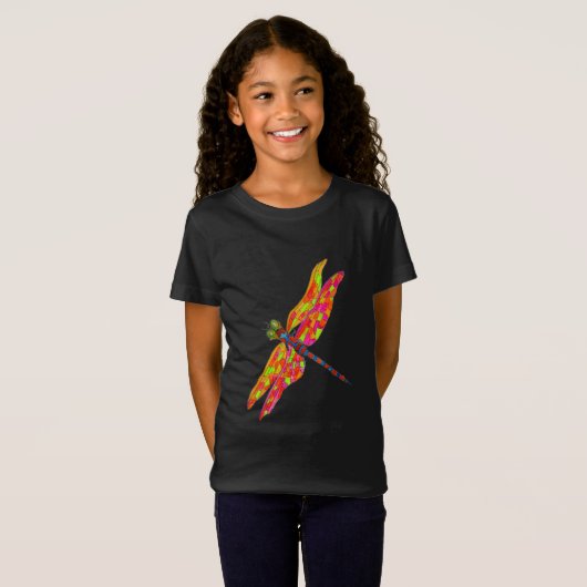 T-Shirt Illustration d'insecte néon de libellule (Devant entier)