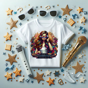 T-shirt Illustration Dj Girl Vibrant