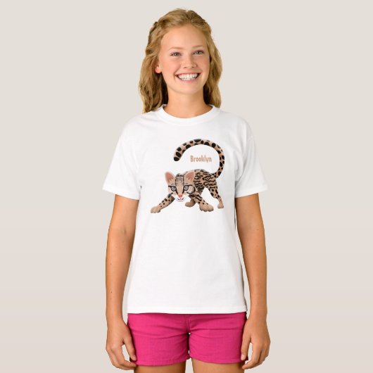 T-shirt Illustration d'ocelot mignon (Devant entier)