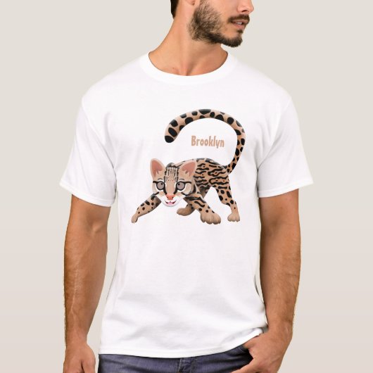 T-shirt Illustration d'ocelot mignon (Devant)