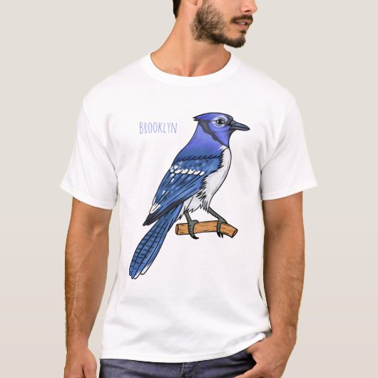 T-shirt Illustration d'oiseau de jay bleu (Devant)