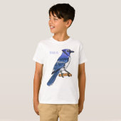 T-shirt Illustration d'oiseau de jay bleu (Devant entier)