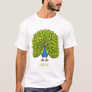T-shirt Illustration d'oiseau de paon brillant