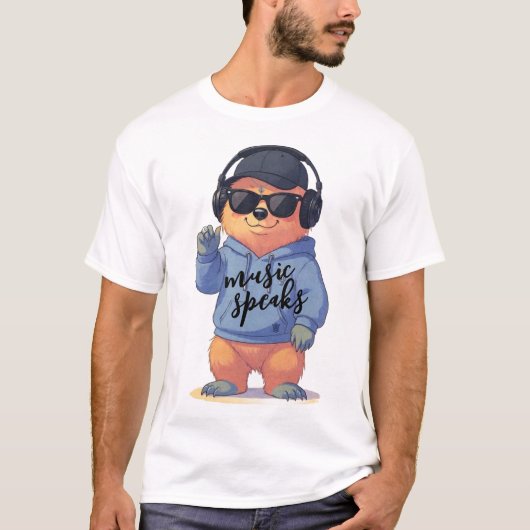 T-shirt illustration d'ours cool, (Devant)