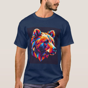 T-shirt Illustration d'ours géométrique aux couleurs vives