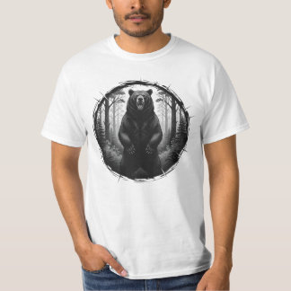 T-shirt Illustration d'ours rugissant – Graphique de forêt