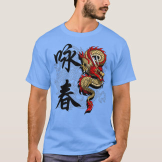 T-shirt Illustration Dragon Le Long De La Calligraphie Chi