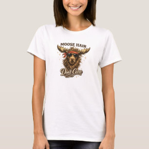 T-shirt Illustration drôle de cheveux d'élan, je m'en fich