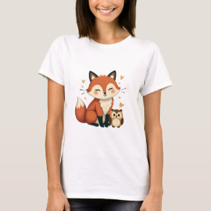 T-shirt Illustration du bois mou du renard et de la chouet