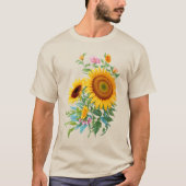 T-shirt Illustration du bouquet de tournesol Botanique flo (Devant)