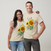T-shirt Illustration du bouquet de tournesol Botanique flo (Unisexe)