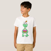 T-shirt Illustration Du Brontosaurus Avec Gâteau D'Anniver (Devant entier)