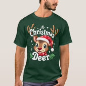 T-shirt Illustration du cerf de Noël mignon (Devant)