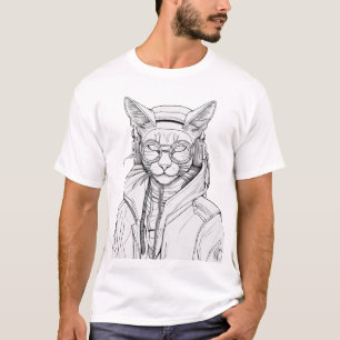 T-shirt Illustration du chat de cyber rasta