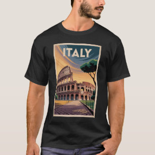 T-shirt Illustration du Colisée d'Italie Art de voyage vin