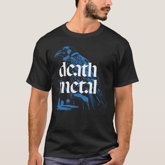 T-shirt Illustration du corbeau métallique de la mort (Devant)
