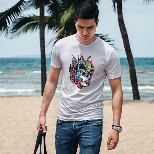 T-shirt Illustration du crâne pompier