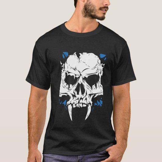 T-shirt Illustration du crâne Vampire Art Noir moderne (Devant)