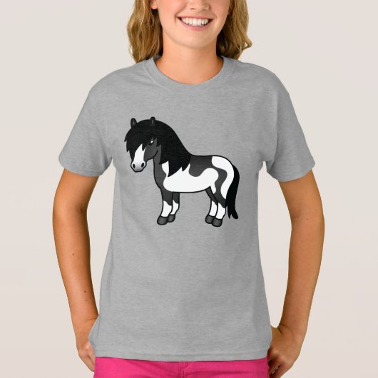 T-shirt Illustration du dessin animé Black Pinto Shetland  (Devant)