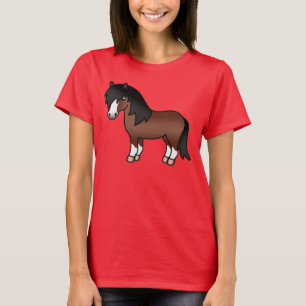 T-shirt Illustration du dessin animé Brown Shetland Pony C