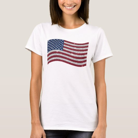 T-shirt Illustration du drapeau des États-Unis en pierre d (Devant)