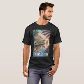 T-shirt Illustration du front de mer de Charleston en Caro (Devant entier)