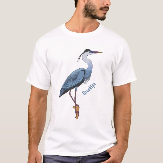 T-shirt Illustration du grand héron bleu (Devant)