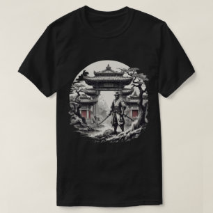 T-shirt Illustration du guerrier monochrome Samurai