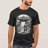 T-shirt Illustration du guerrier monochrome Samurai (Devant)
