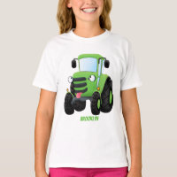 Illustration du joli joyeux tracteur agricole vert