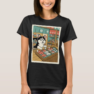 T-shirt Illustration du marché aux poissons Shiba Inu Scèn