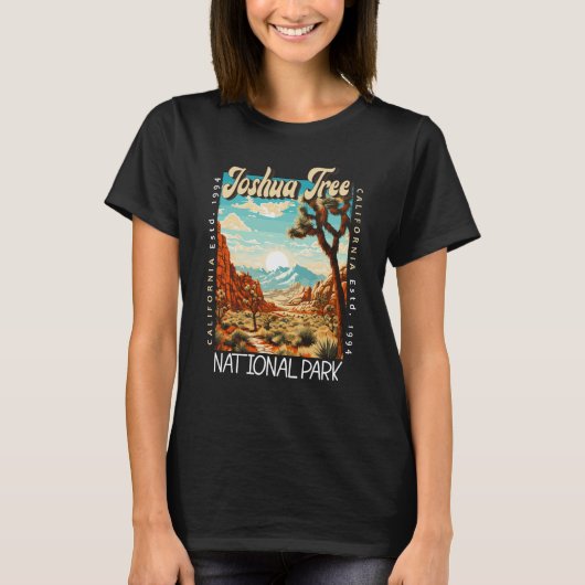 T-shirt Illustration du parc national de Joshua Tree en ét (Devant)