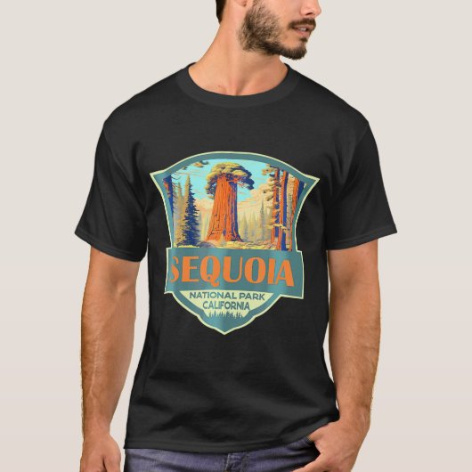 T-shirt Illustration du parc national Sequoia Voyage Rétro (Devant)