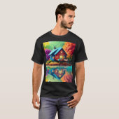 T-shirt Illustration du paysage naturel avec le chalet du  (Devant entier)
