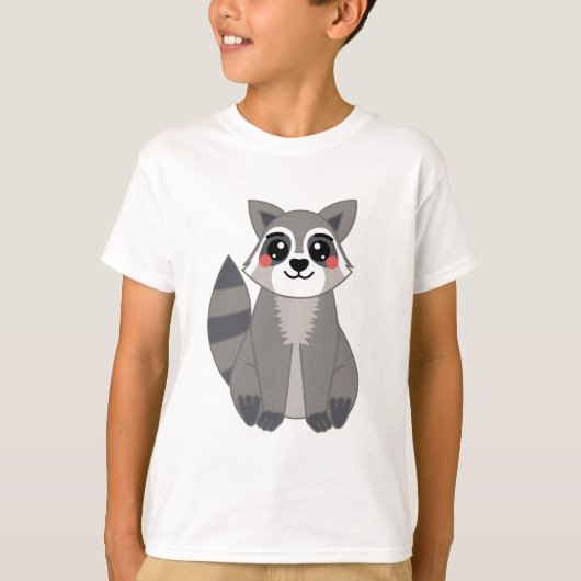 T-shirt Illustration du raton laveur Cute Kawaii (Devant)