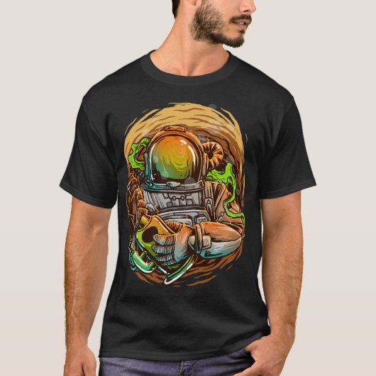 T-shirt Illustration d'un astronaute de pêche (Devant)