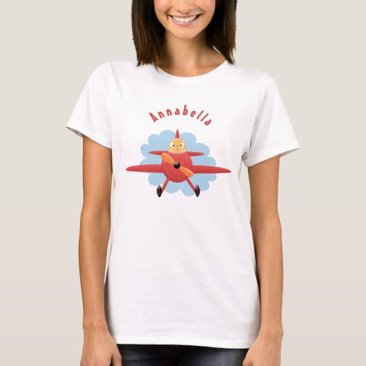 T-shirt Illustration d'un avion rouge volant mignon (Devant)