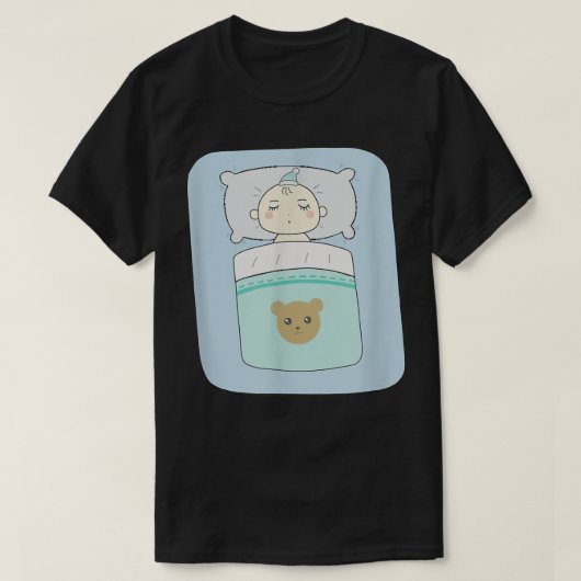 T-shirt illustration d'un bébé endormi et d'un ours (Design devant)